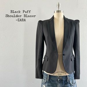 Black Puff Shoulder Blazer by ZARA sz S
